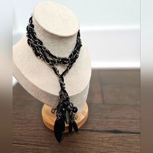 Black Rope Necklace With Beads